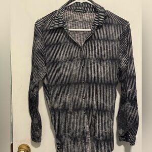 David Cline Men's Black and White Striped Shirt